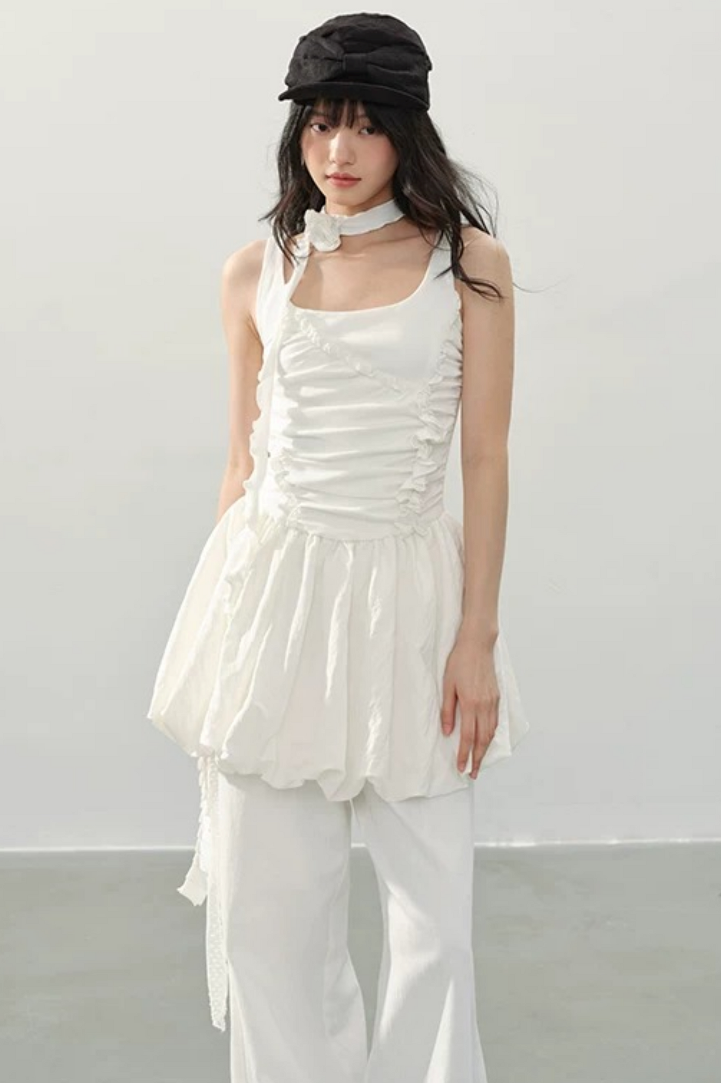 Vestido blanco con volantes Luna
