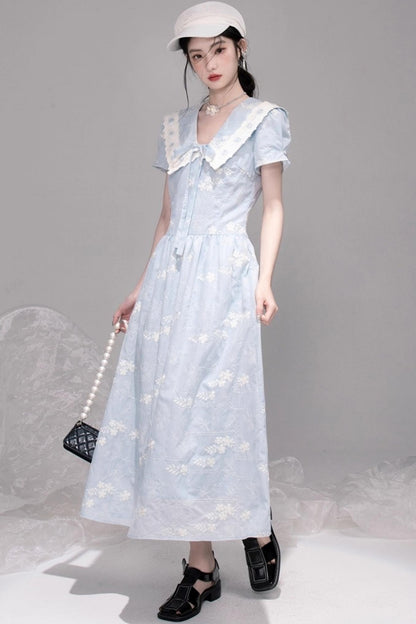 Leisurely Blue Collar Dress