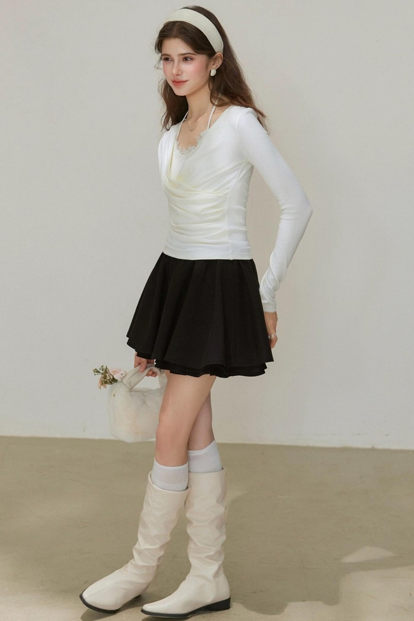 Ruffled Pleated A-Line Skirt