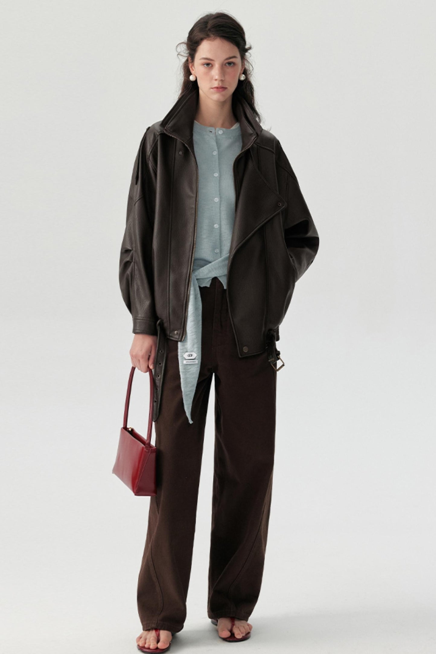 Lychee Pattern PU Leather Jacket