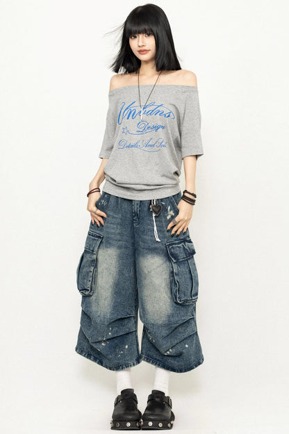 Gray One-Shoulder Top