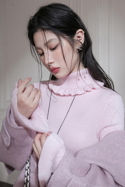 Mercerized Wool Ruffle Top