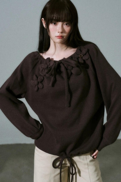 Handmade Floral Knit Sweatshirt