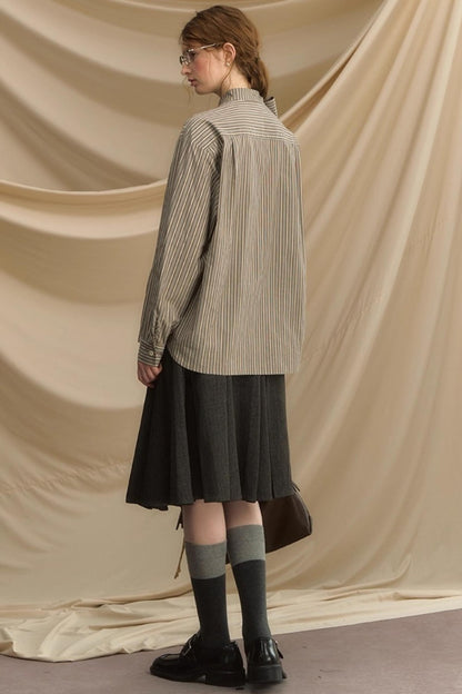 Vintage Bow Strap Striped Shirt