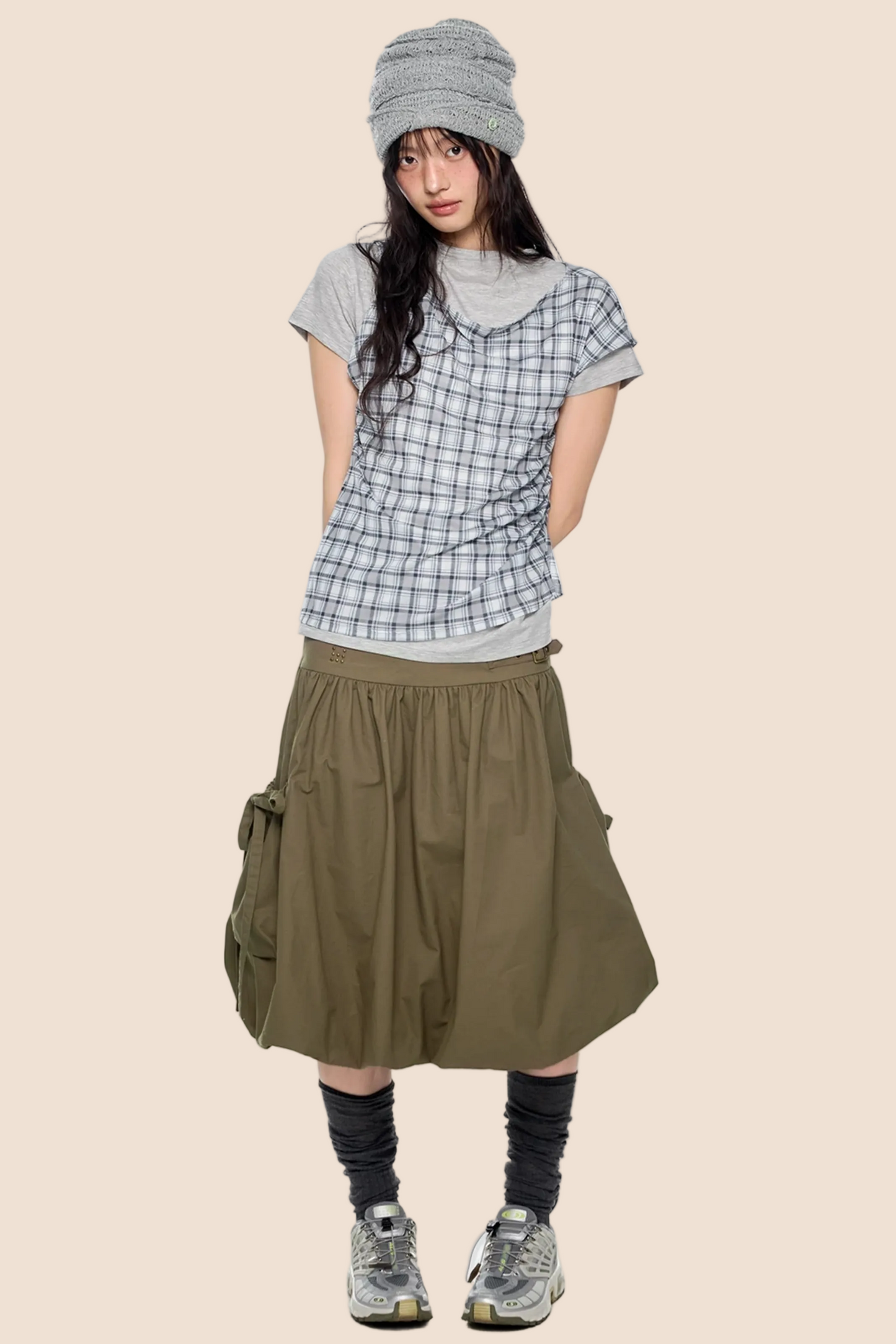 Plaid Layered Retro Top Set