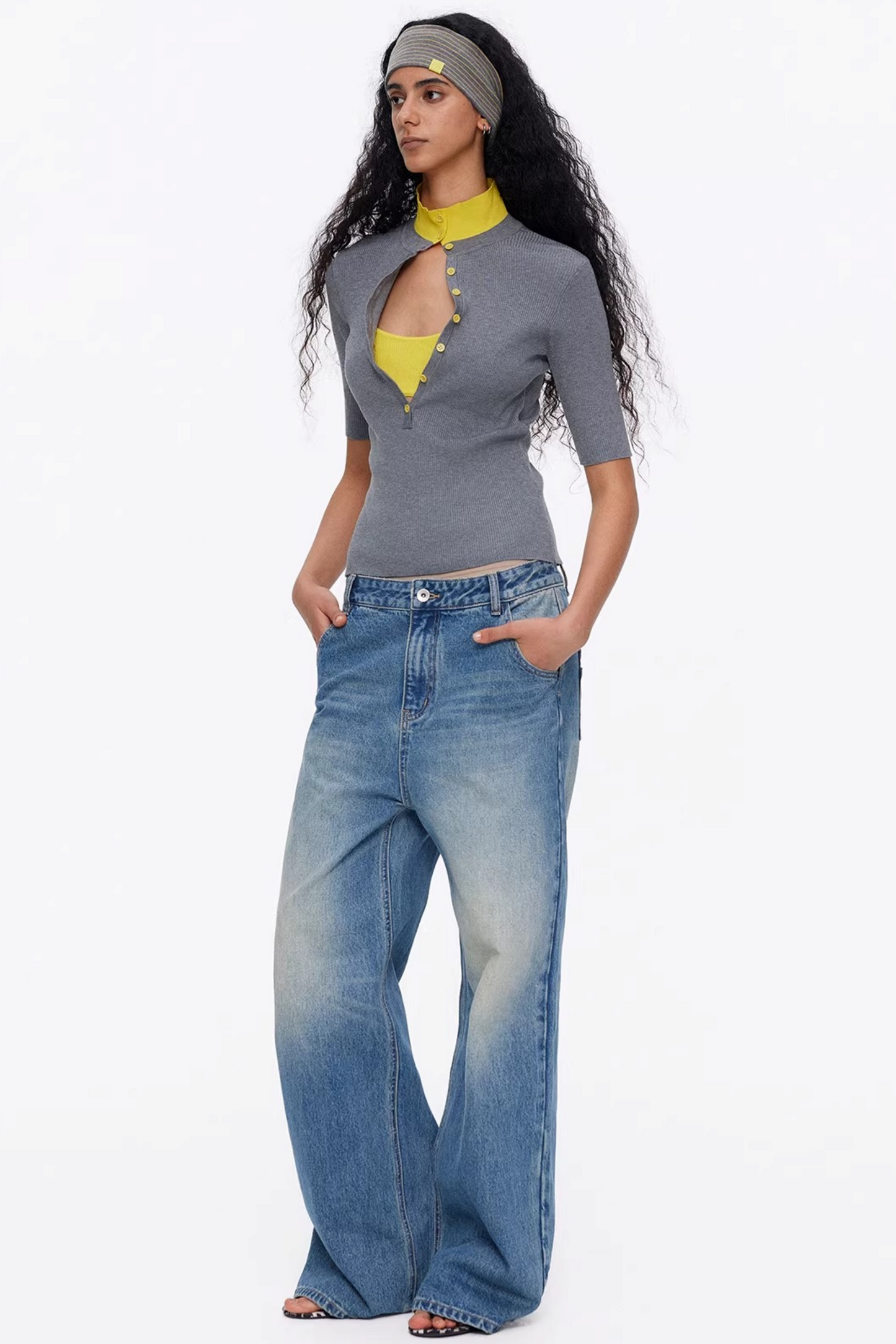 Lyocell Color-Blocked Knit Top