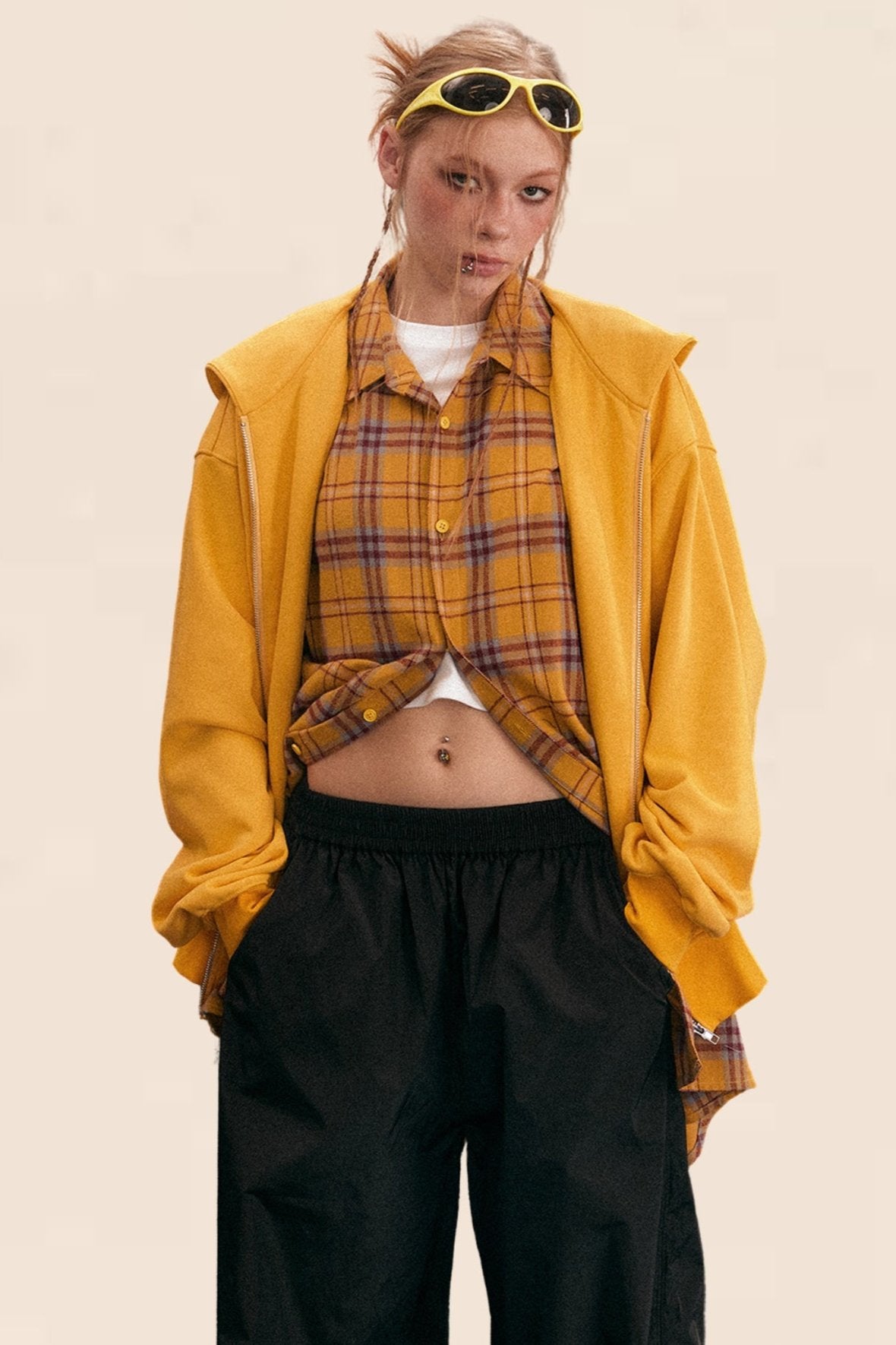 Pre-Fall Yellow Hooded Zipper Jacket