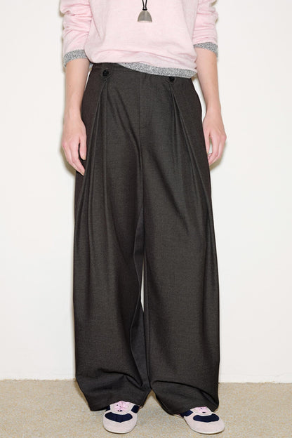Pleated Straight-Leg Suit Pants