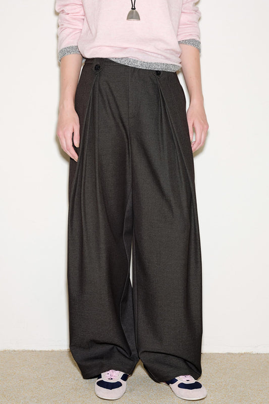 Pleated Straight-Leg Suit Pants