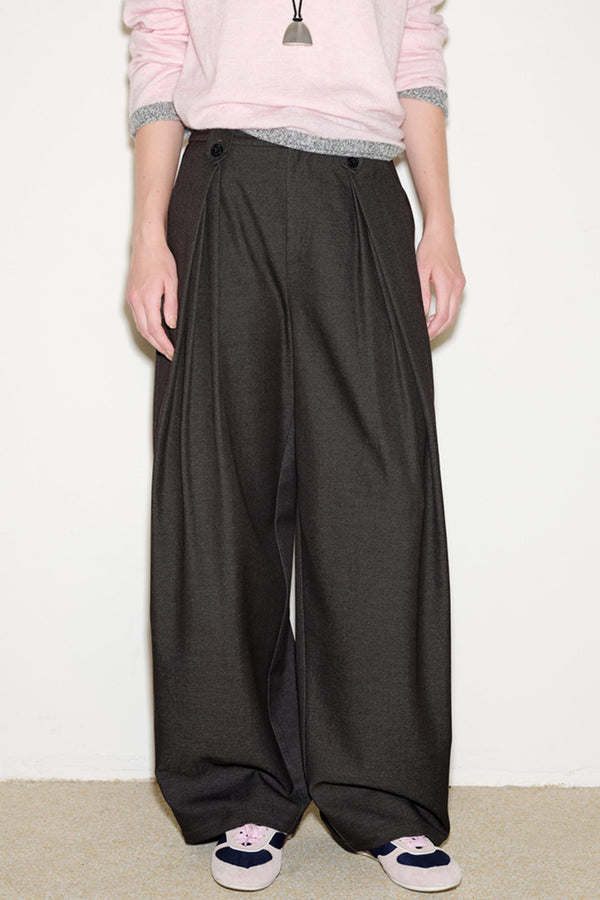 Pleated Straight-Leg Suit Pants