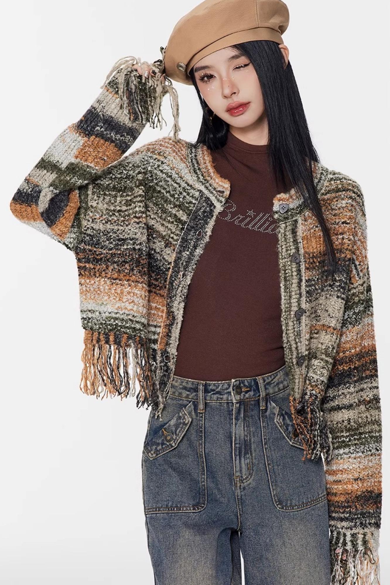 Vintage Gradient Knitted Cardigan