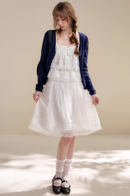 Acetate Lace Pleated Skirt