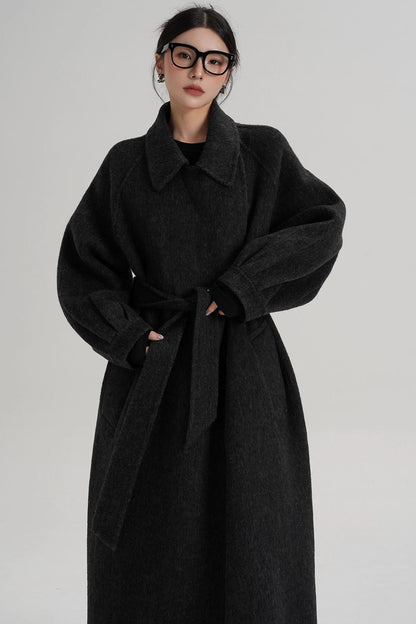 Temperament Back Slit Wool Coat