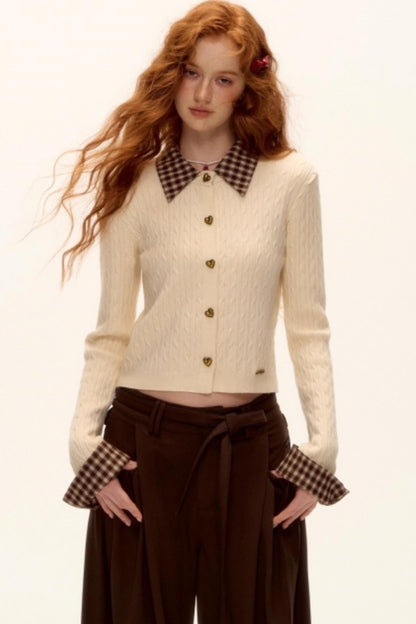 Wool Blend Plaid Knit Top