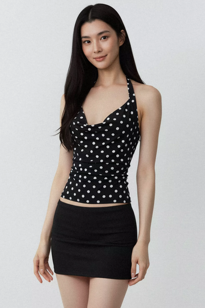 Color-Blocked Polka Dot Top