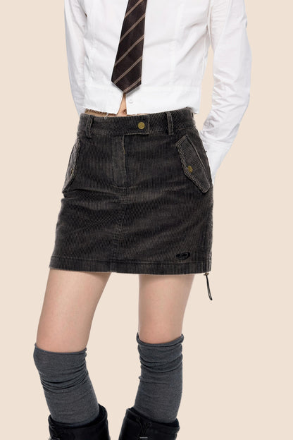 Retro Corduroy A-Line Skirt