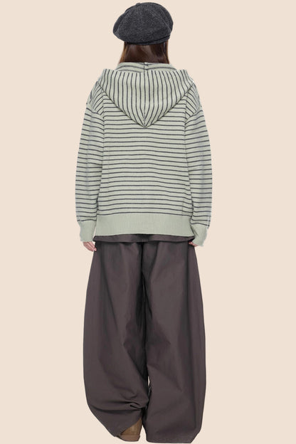 Color-Block Striped Knit Cardigan