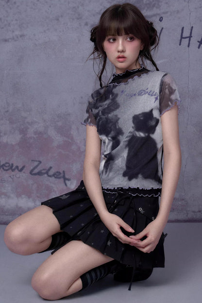 Retro Double-Layer Mesh Top