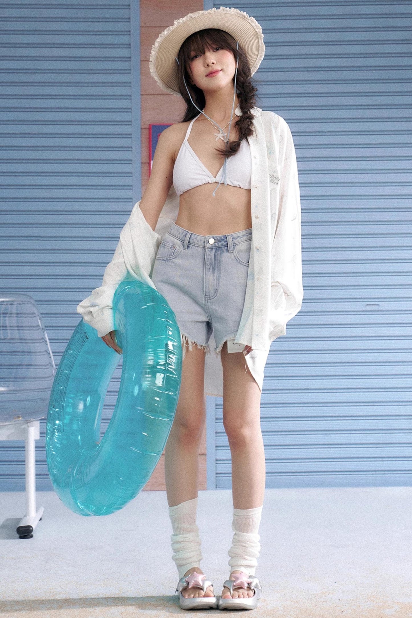 Whiskered Wings Denim Shorts