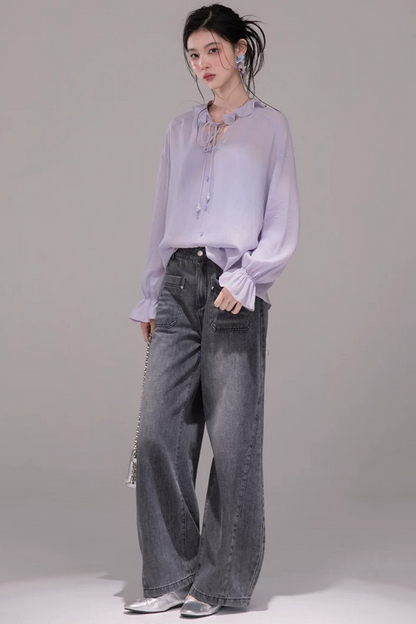 Conjunto de blusa púrpura oscuro de acetato