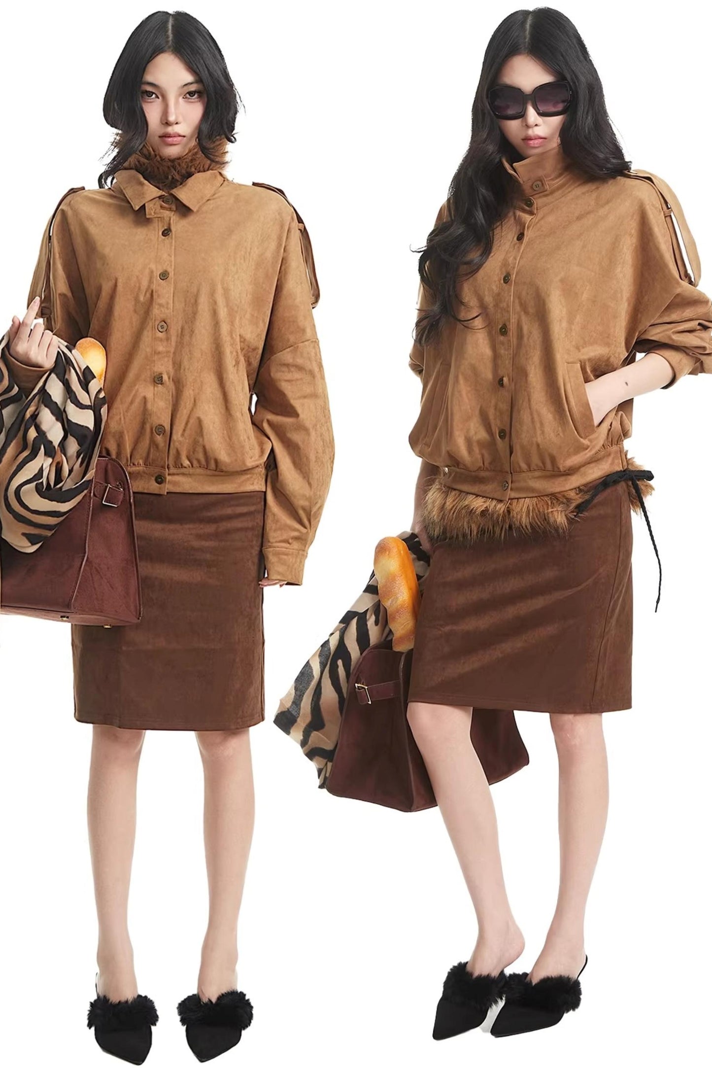 Korean Suede Retro Jacket Set-Up