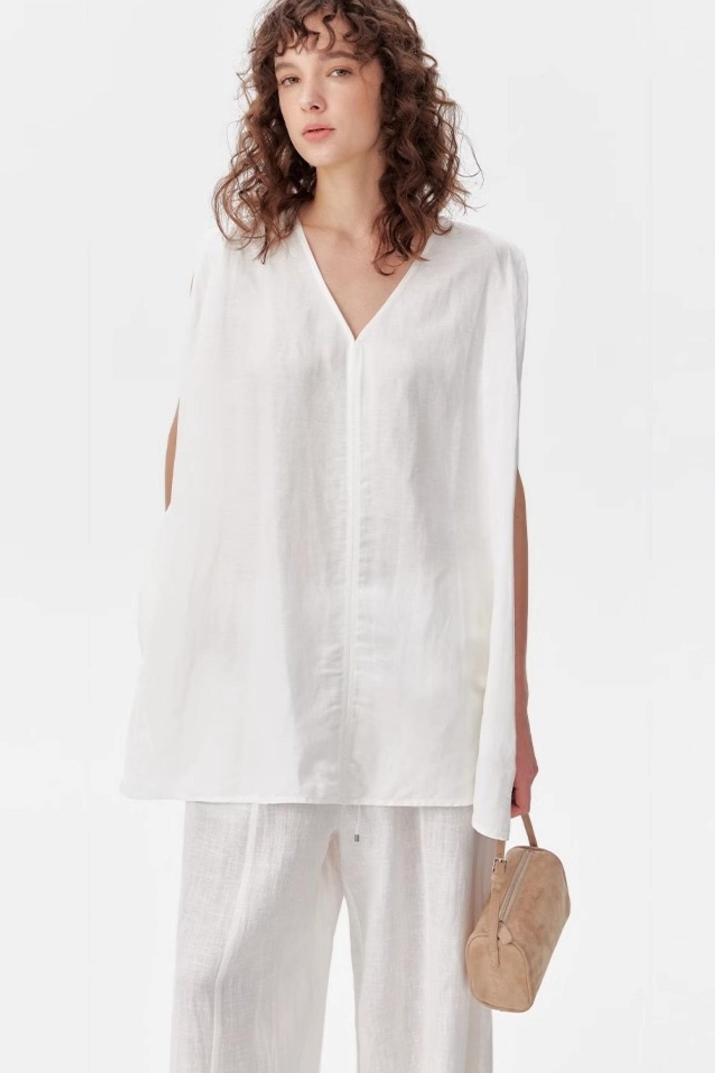 Summer V-Neck Linen Vest Set-Up