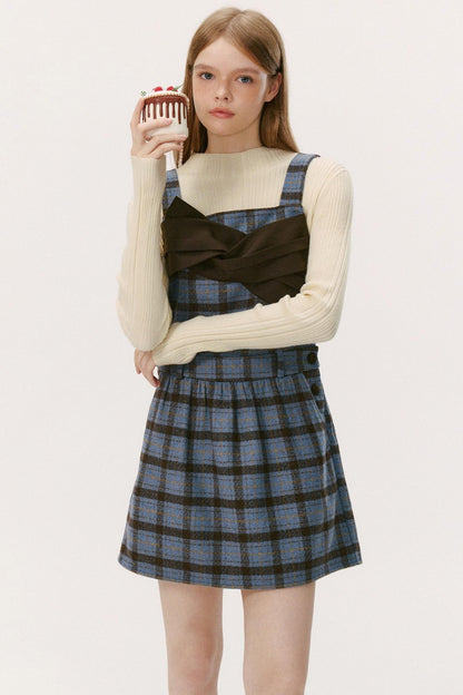 Blueberry Wool-Blend A-Line Short Dress