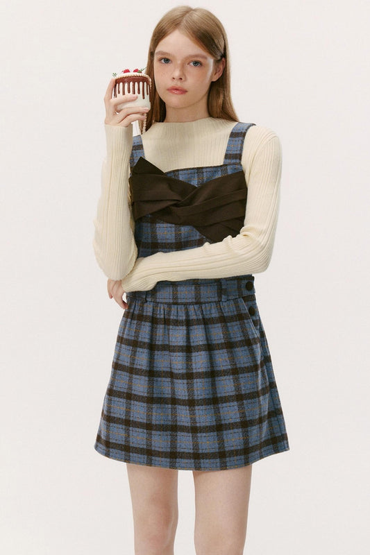 Blueberry Wool-Blend A-Line Short Dress