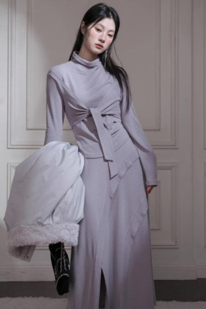 Gray Taro Tie-Dye Knit Set