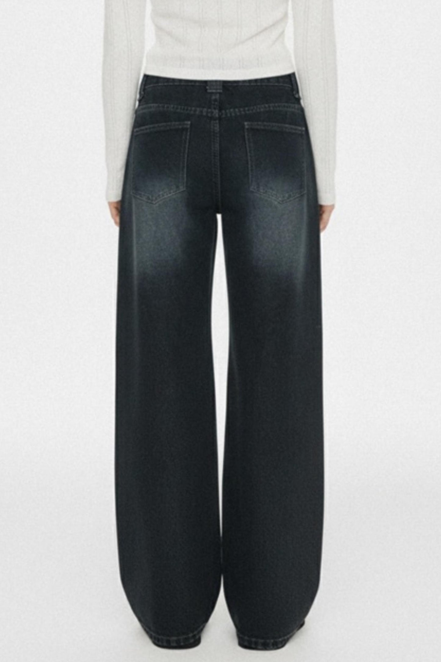 Retro Dark Blue Wide-Leg Jeans