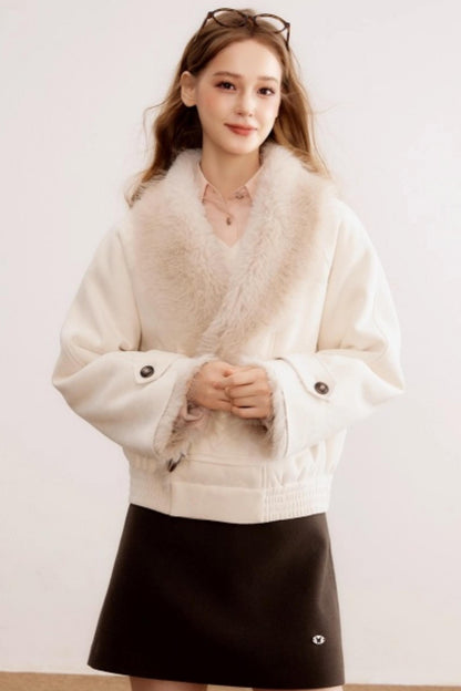 Fur Collar Leather Parka Coat