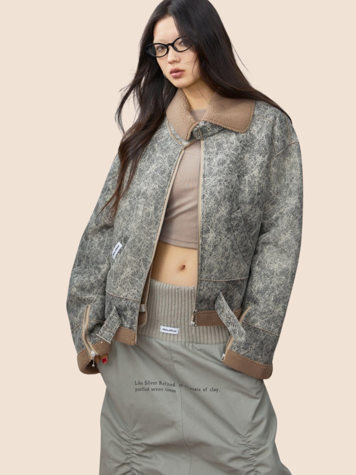 Long-sleeved Loose Color Matching Coat