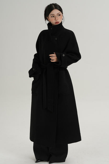 Stand-Up Wool Long Coat
