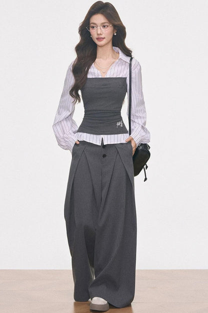 Knitted Patchwork Striped Set-Up