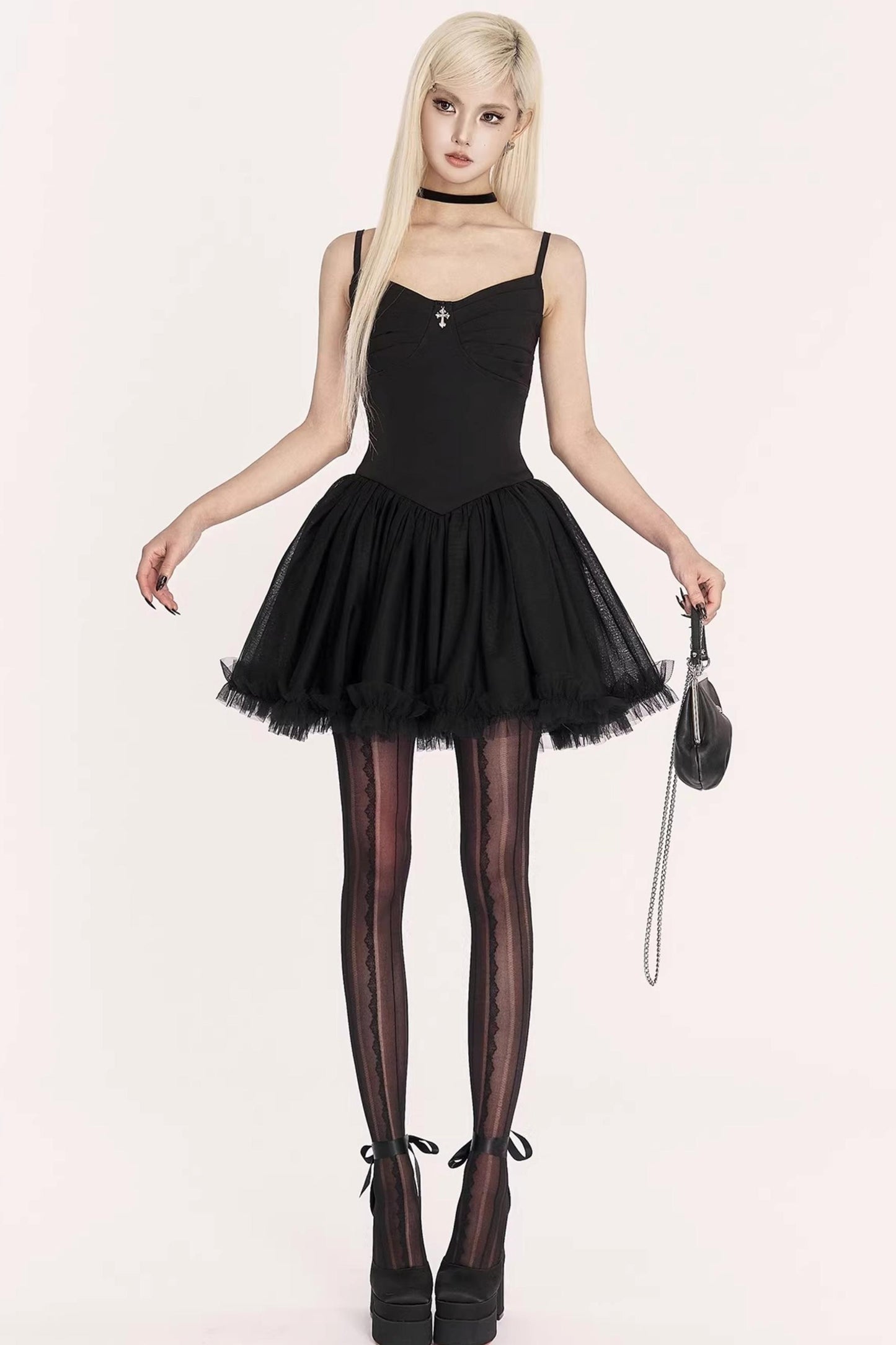 Dark Medieval Pleated Gauze Dress