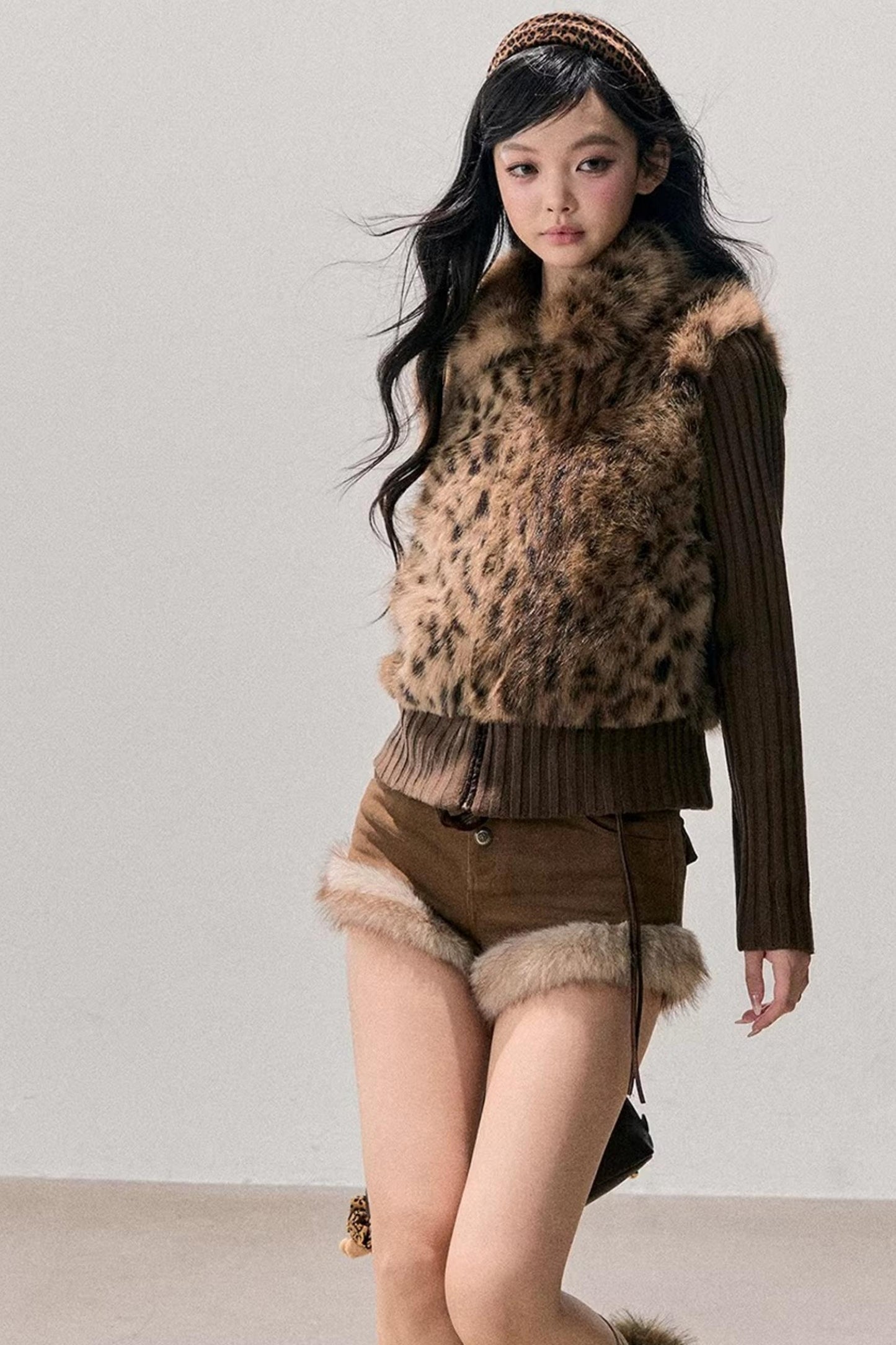 Korean Faux Fur Wide-Leg Pants