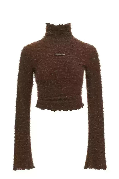 Brown High Neck Temperement Top