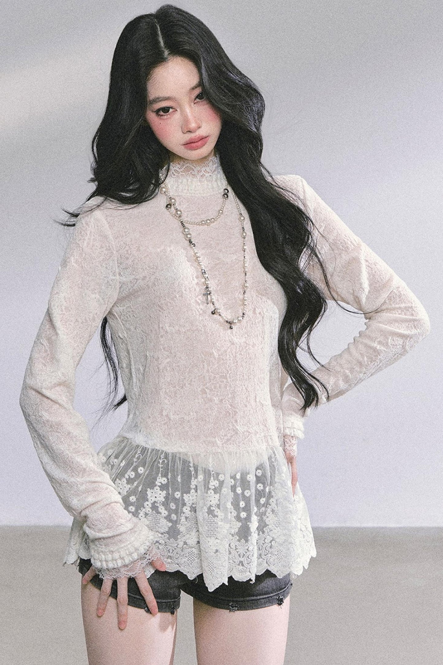 Pure Hollow Lace Top