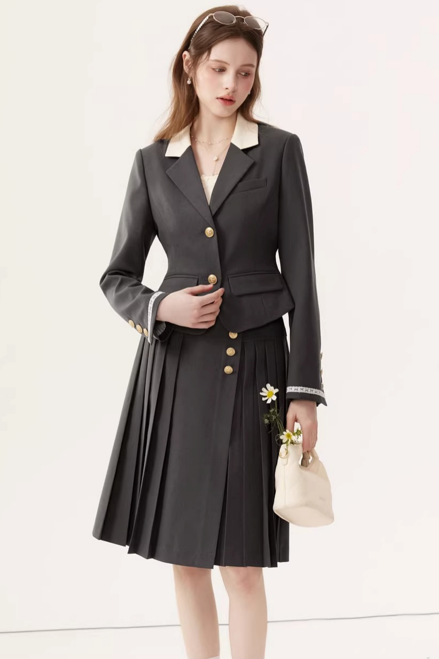 Color-Block Linen Skirt Set-Up