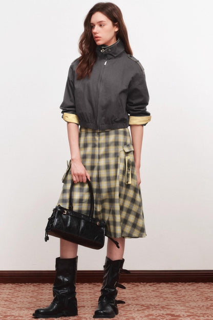 Stand-Up Collar Raglan Zippered Jacket