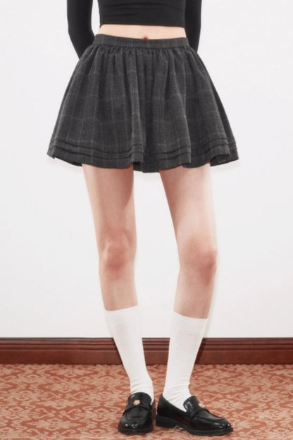 High-Waisted Pleated Puffy A-Line Skirt Set-Up