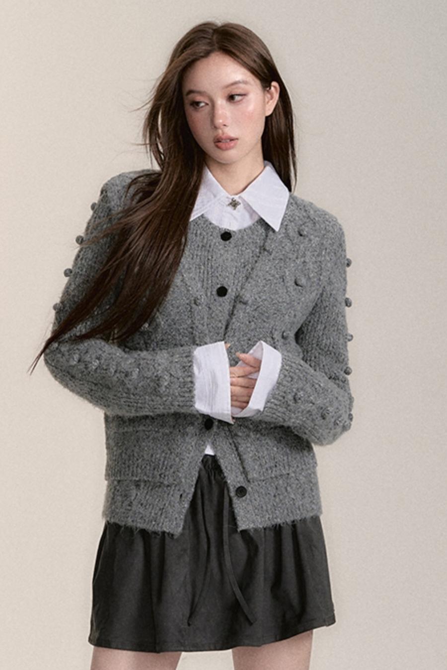 VIAPITTI Heavy Industries Thickened Sweater Cardigan + Vest Two-Piece Women's Autumn and Winter New Wool Fashion Suit