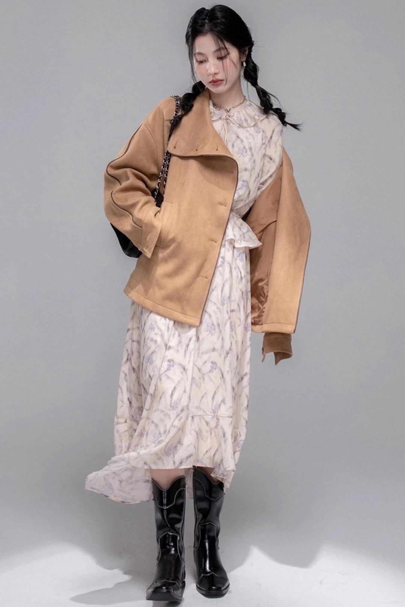 Lilac Irregular Lace Hem Dress