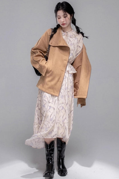 Lilac Irregular Lace Hem Dress