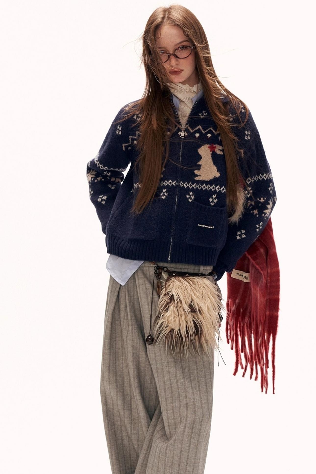 Snowflake Rabbit Knit Cardigan