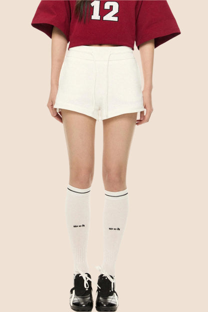 White High-Waist Hot Pants
