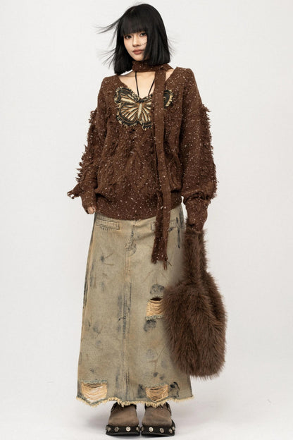 Butterfly Embroidered Knitted Sweater