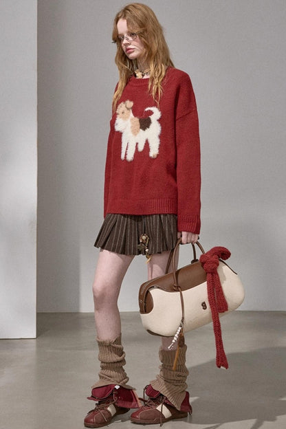 Puppy Jacquard Cloud Sweater