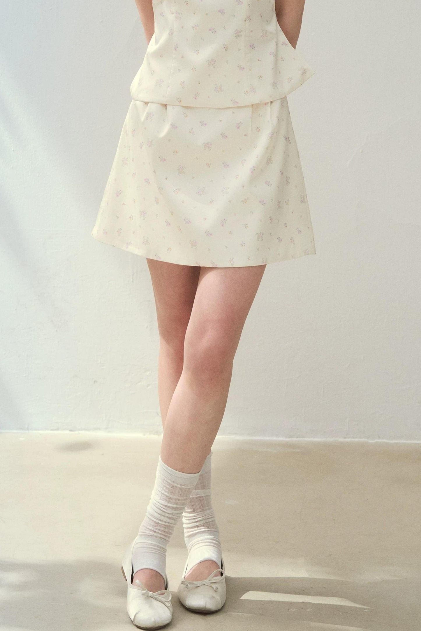 Satin Floral Camisole Skirt Set-Up