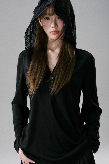 Lace Bow Loose Lyocell Top